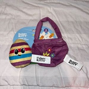 NWT 2pc Quirky Kitty Easter Egg & Basket Cat Plush Toy